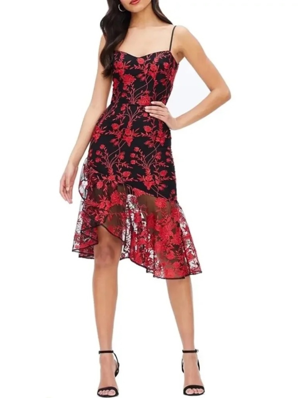 Dress the Population Cantrelle Sweetheart Floral Embroidered Slip Dress xl